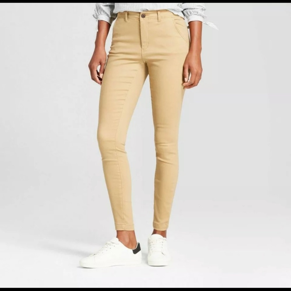 A New Day Womens Brown Stretch Skinny Chino Pants